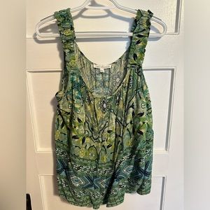 Green mix print rank top.